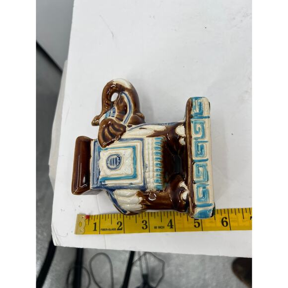 Vintage Indian Elephant Statue Decor Shelf Table Top Plant Stand Antique Ceramic - Picture 8 of 9